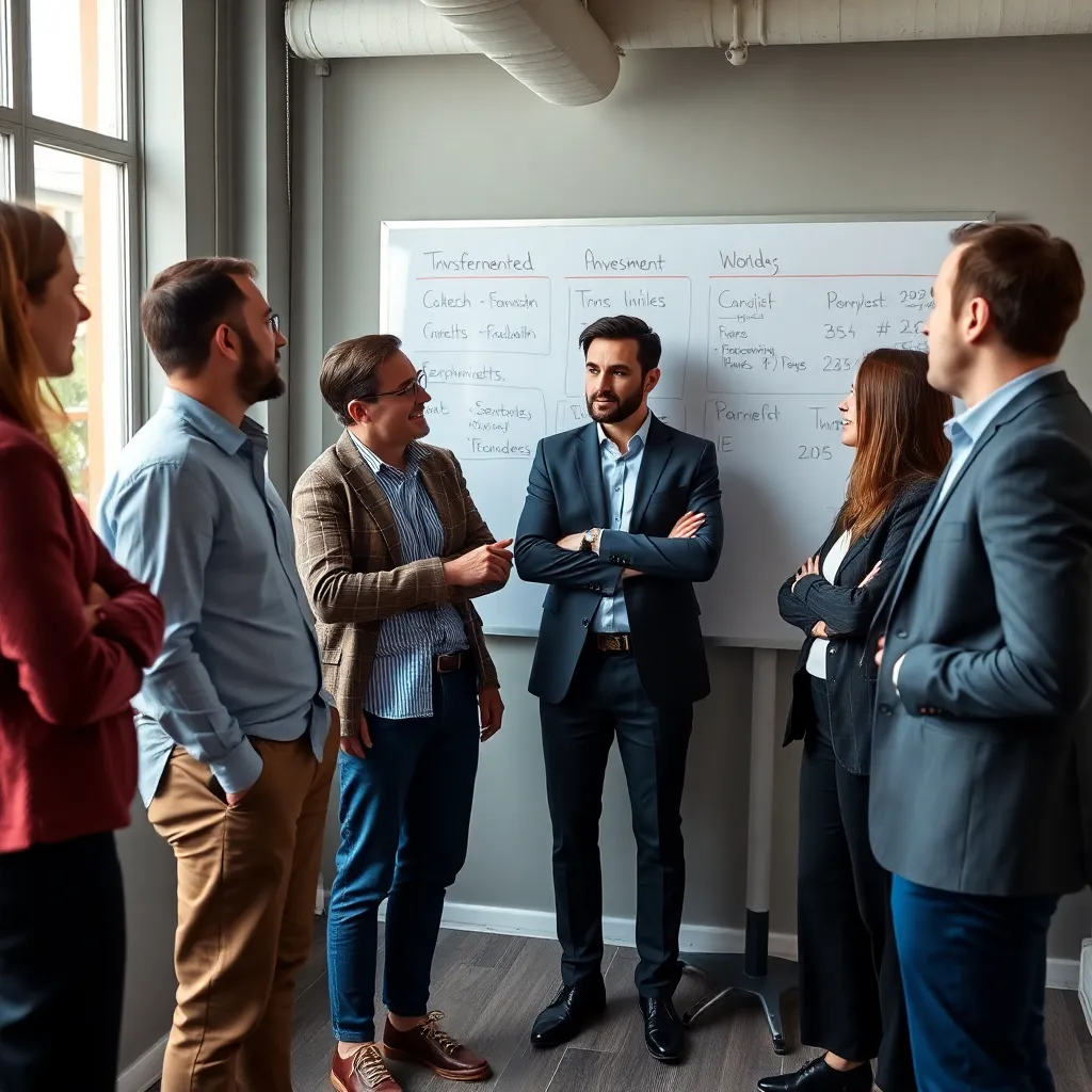 Diverse groep Nederlandse ondernemers in brainstormsessie over investeringen