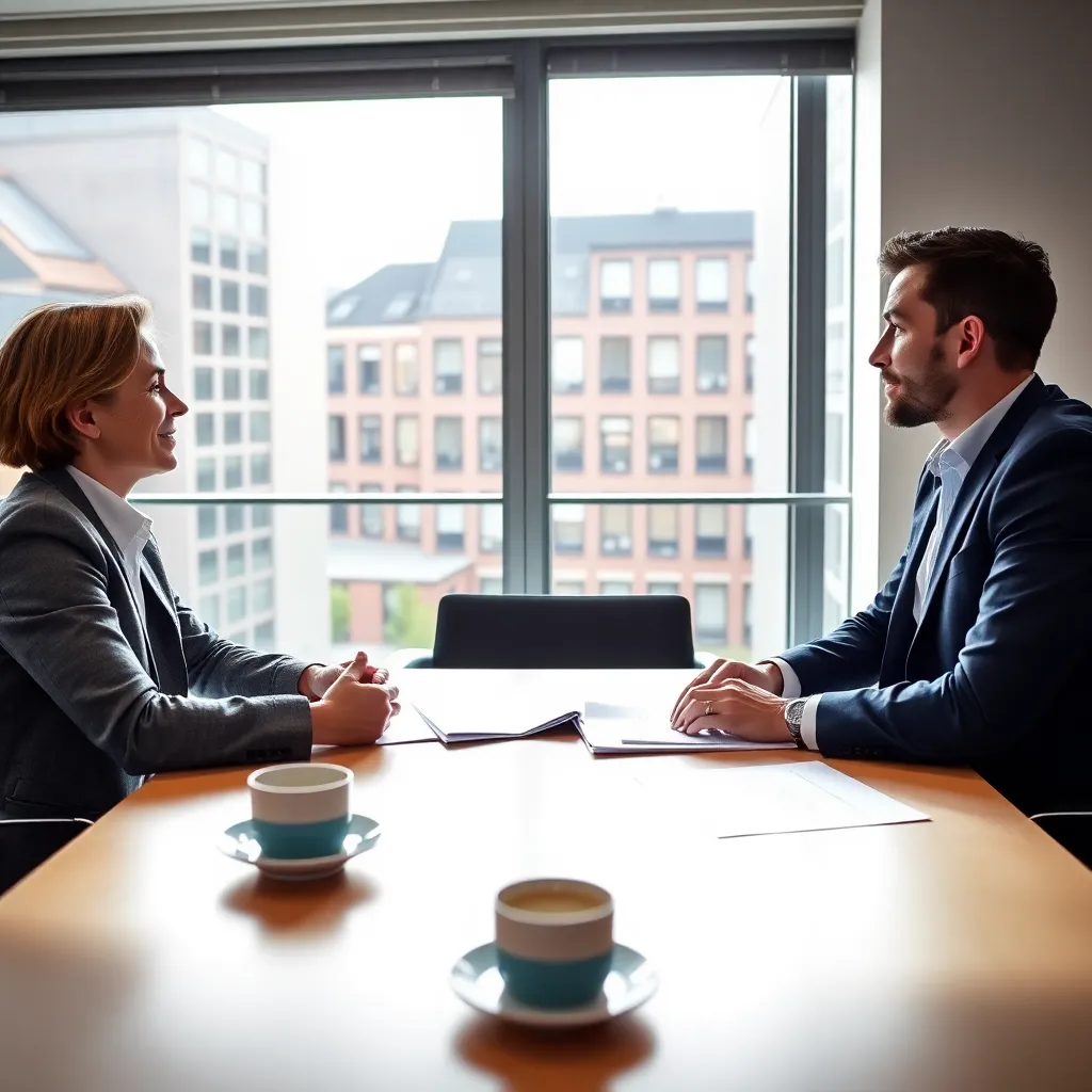 Zelfstandige professional die belastingdocumenten analyseert op een modern kantoor